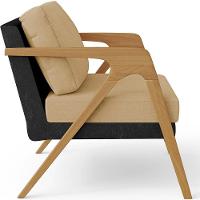 Kit 02 Poltronas Sala L02 Couríssimo Preto Linho Bege Escuro - 5