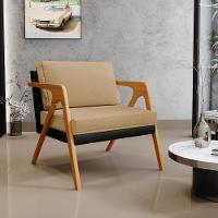 Kit 02 Poltronas Sala L02 Couríssimo Preto Linho Bege Escuro - 15