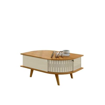 Mesa de Centro Indianápolis Retangular MDF Plástico 90CM Cumaru e Opala