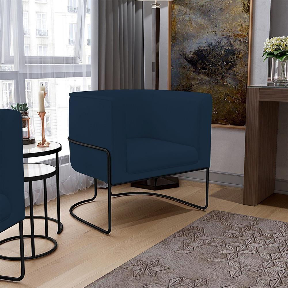 Kit 02 Poltronas Preto Betina D02 Veludo Azul Oxford C-304 - 10