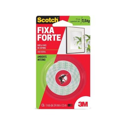 Fita Adesiva Fixa Foca 3m Excelente Fixação Permanente Branco 3M Brasil 24MM X 1,5M