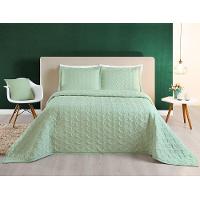 Kit Cobre Leito Desirée Queen Bordado Micropercal 200 Fios 3 Peças - Verde - 1