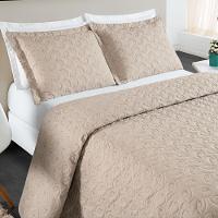 Kit Cobre Leito Desirée Queen Bordado Micropercal 200 Fios 3 Peças - Cáqui - 5