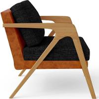 Kit 02 Poltronas Sala L02 Couríssimo Camel Linho Chumbo - 3