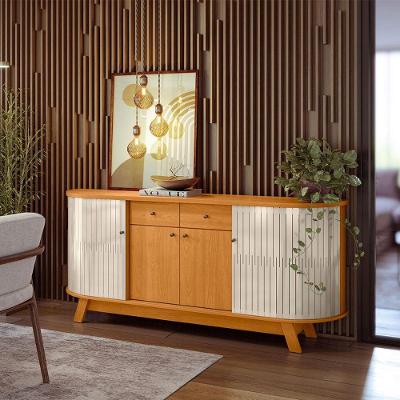 Buffet Aparador Mônaco Moderno 4 Portas 2 Gavetas MDP 183CM Cinamomo e Off White Madetec
