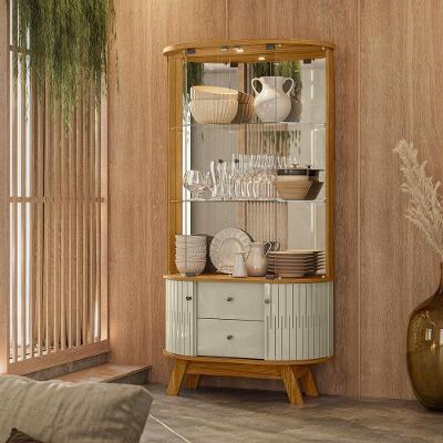 Cristaleira Moss 2 Portas 2 Gavetas MDF e MDP com Iluminação LED Cumaru e Opala Madetec Móveis
