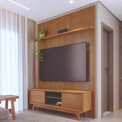 Rack com Painel Teto para TV 65" 179CM MDP e MDF Portas Correr Cumaru Madetec Móveis