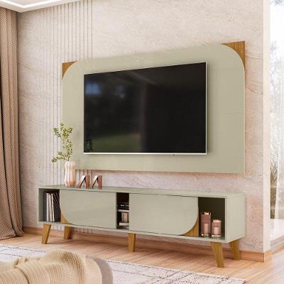 Rack Bancada com Painel para TV Até 65" 182CM MDP Cumaru-Opala Madetec Móveis