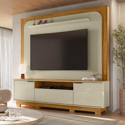 Home Theater Nilo para TV Até 75" 200CM MDP com Pés Cumaru e Opala Madetec Móveis