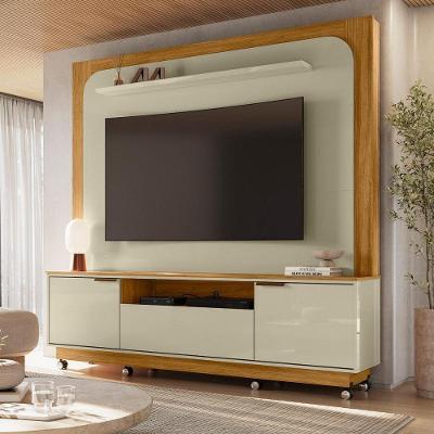 Home Theater Nilo para TV Até 75" 200CM MDP com Gaveta Cumaru e Opala Madetec Móveis