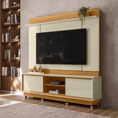 Home Theater Siena para TV Até 75" 183,5CM MDP com Rodízios Cumaru e Opala Madetec
