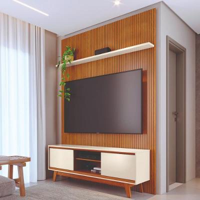 Rack com Painel para TV 65" 179CM MDP-MDF Cinamomo e Off White Madetec Móveis