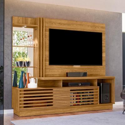 Home Theater Frizz Plus para TV Até 60" 200CM MDP com Espelho e LED Cumaru Madetec Móveis