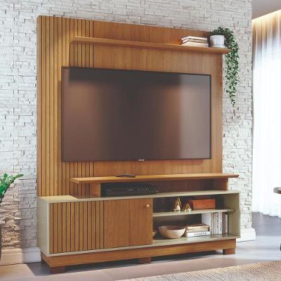 Home Theater Ares para TV Até 65" 160CM MDP com Porta de Correr Cumaru e Opala Madetec Móveis