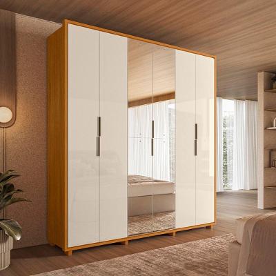 Guarda Roupa Casal Matisse 6 Portas de Bater 4 Gavetas MDF-MDP com Espelhos Cinamomo - Off White