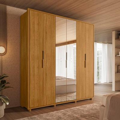 Guarda Roupa Casal Matisse 6 Portas de Bater 4 Gavetas MDF-MDP com Espelhos Cumaru Madetec Móveis