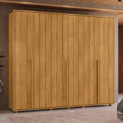 Guarda Roupa Casal Volpi 6 Portas de Giro 4 Sapateiras MDF-MDP Cumaru Madetec Móveis 278CM