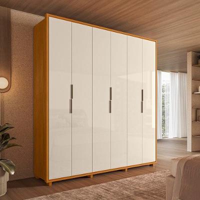 Guarda Roupa Casal Matisse 6 Portas de Bater 4 Gavetas MDF-MDP Cinamomo e Off White Madetec Móveis