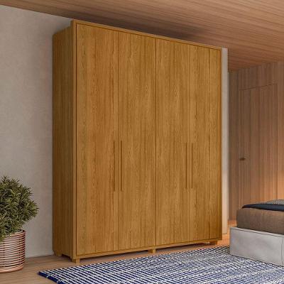Guarda Roupa Casal Greco 4 Portas de Bater 3 Gavetas MDF-MDP Cumaru Madetec Móveis 188CM