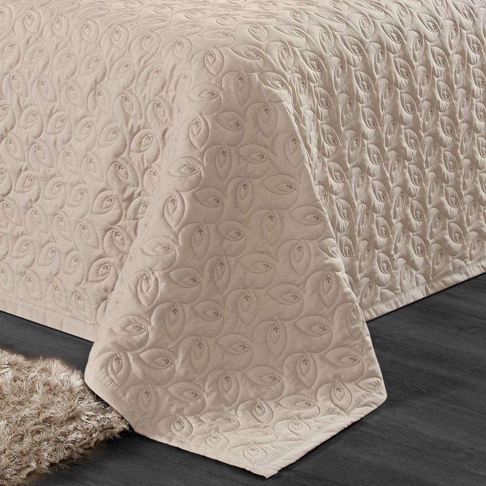 Kit Cobre Leito Desirée Casal Bordado Micropercal 200 Fios 3 Peças - Cáqui - 2