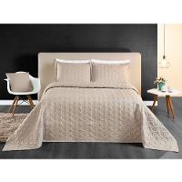 Kit Cobre Leito Desirée Casal Bordado Micropercal 200 Fios 3 Peças - Cáqui - 1