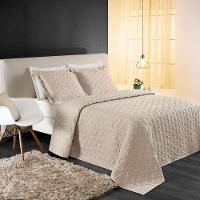 Kit Cobre Leito Desirée Casal Bordado Micropercal 200 Fios 3 Peças - Cáqui - 7