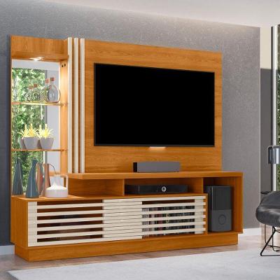 Home Theater Frizz Plus para TV Até 60" 200CM MDP com Espelho e LED Cinamomo e Off White