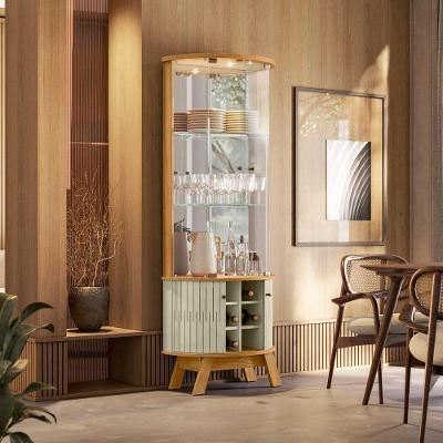 Cristaleira Marina 2 Portas 3 Prateleiras MDF e MDP com Iluminação LED Cumaru e Opala Madetec Móveis