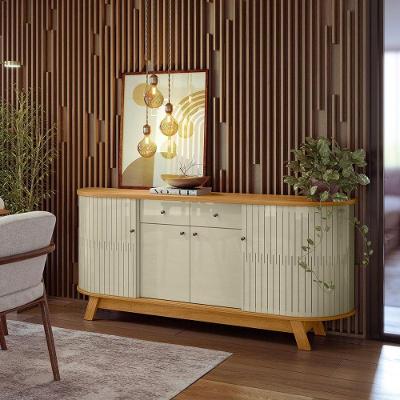 Buffet Aparador Mônaco Moderno 4 Portas 2 Gavetas MDP 183CM Cumaru e Opala