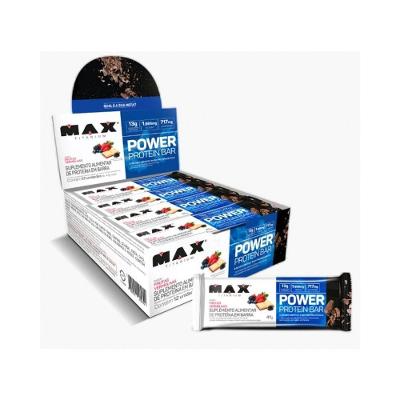 Barra de Proteína Max Titanium Power Protein Bar com Alta Saciedade e TCM Sabor Frutas Vermelhas