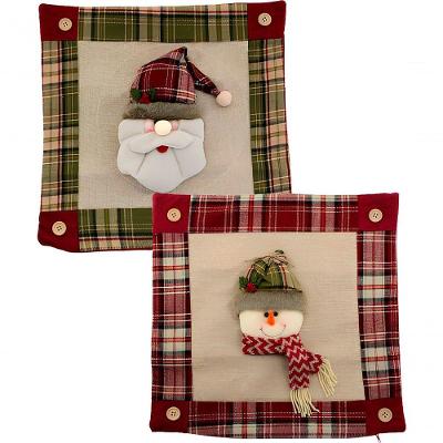 Kit 2 Capas Almofada Boneco De Neve Papai Noel Natalino 45cm