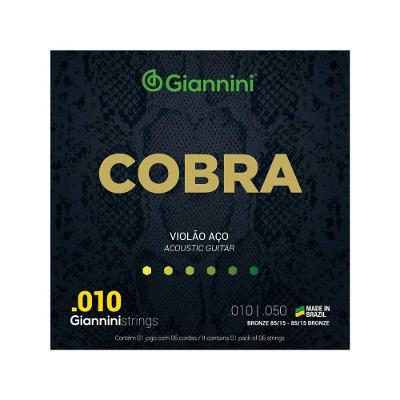 Encordoamento para Violão Cobra Bronze .010 Som Brilhante Aço 85-15 Giannini