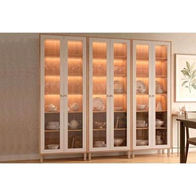 Cristaleira Celeste LED Reflecta 6 Portas 5 Prateleiras MDF com Iluminação Off White MGM