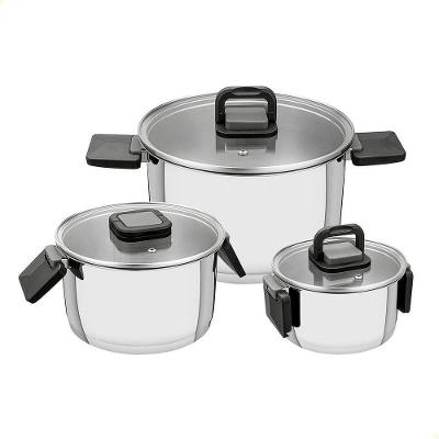 Jogo de Panelas Lótus 3 Peças Aço Inox com Fundo Triplo Tramontina 65570000