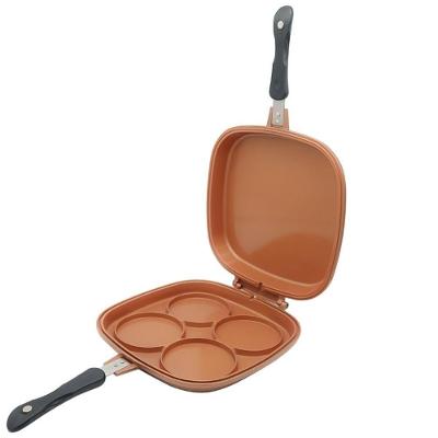 Frigideira Dupla Face 4 em 1 Alumínio Antiaderente 25CM Cabo Resistente Cinza