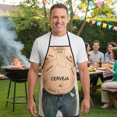 Avental Personalizado Homem Barriga Churrasco 100% Poliéster Microfibra com Viés para Festa