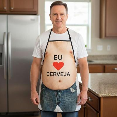 Avental Personalizado Amo Cerveja 100% Poliéster para Churrasco e Festas Branco Recanto da Costura