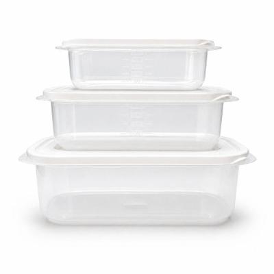 Kit 3 Potes Plásticos Retangulares 4L 2,5L 1,25L para Cozinha e Despensa Transparente Nitron Plast