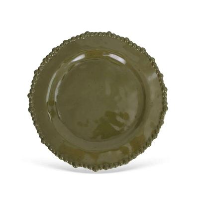 Prato Raso com Borda em Relevo Melamina Liso para Uso Diário Verde BTC Decor