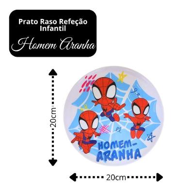 Prato Raso Infantil Homem-aranha Melamina Licenciado Oficial para Uso Diário Vermelho Yangzi 20CM