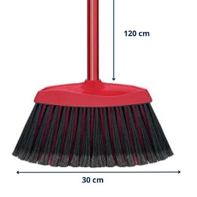 Vassoura Multiuso Nylon Madri Cerdas Sintéticas Pontas Plumadas Vermelha Condor 30CM