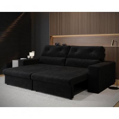 Sofá Hera 2 Lugares Retrátil e Reclinável 160CM Preto Suede