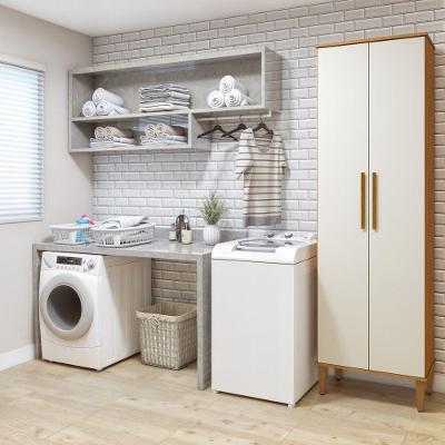 Lavanderia Modulada Recife 2 Portas 5 Prateleiras MDP 60CM Off White Kaiki