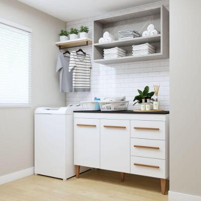 Lavanderia Modulada Petrópolis 2 Portas 3 Gavetas MDP 120CM Branco Kaiki Móveis