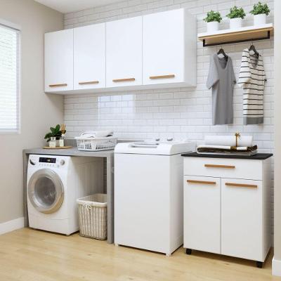Lavanderia Modulada Maua 3 Portas 5 Prateleiras MDP 124CM Branco