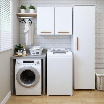 Lavanderia Modulada Uberlandia 3 Portas 5 Prateleiras MDP 120CM Branco Kaiki