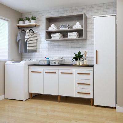 Lavanderia Modulada Osasco 4 Portas 5 Prateleiras MDP 200CM Branco Kaiki