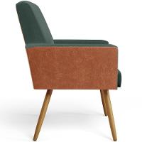 Kit 04 Poltronas Pés Palito Linho Verde Musgo Camel - 3