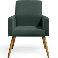 Kit 04 Poltronas Pés Palito Linho Verde Musgo Camel