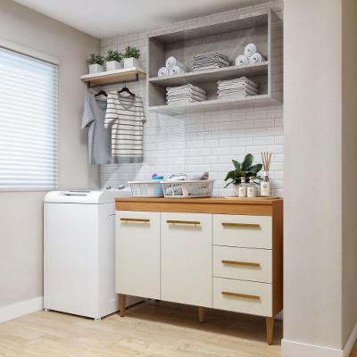 Lavanderia Modulada Balcão Petrópolis 2 Portas 1 Prateleira MDP 120CM Off White